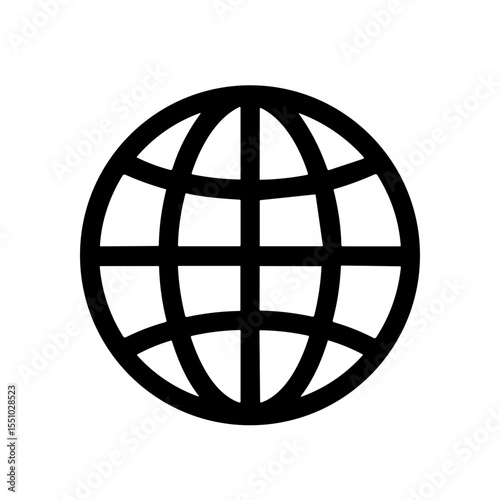 Simple Outline World Globe Grid Continent Geography Sphere Icon Symbol