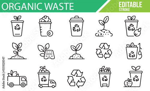 Nature-Based Waste Disposal and Recycling Icons