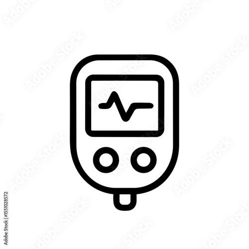Outline Simple Blood Glucose Meter Diagnostic Medical Equipment Icon