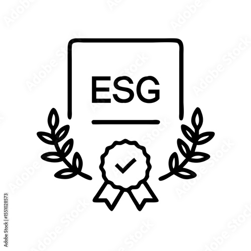 ESG certificate with a check mark, demonstrating compliance and commitment to environmental, social, and governance principles. The image conveys trust, sustainability and accountability.