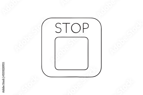 Stop Button continuous one line drawing minimalism design