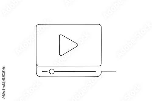 Video Player Icon continuous one line drawing minimalism design