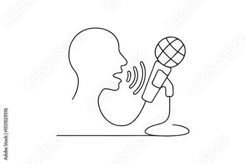 Voice Broadcast Icon continuous one line drawing minimalism design