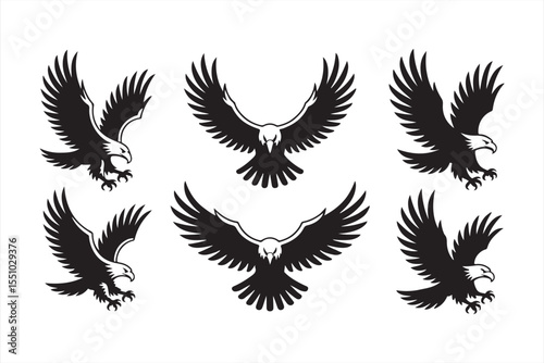 Fierce eagle mascot vector illustrations with spread wings