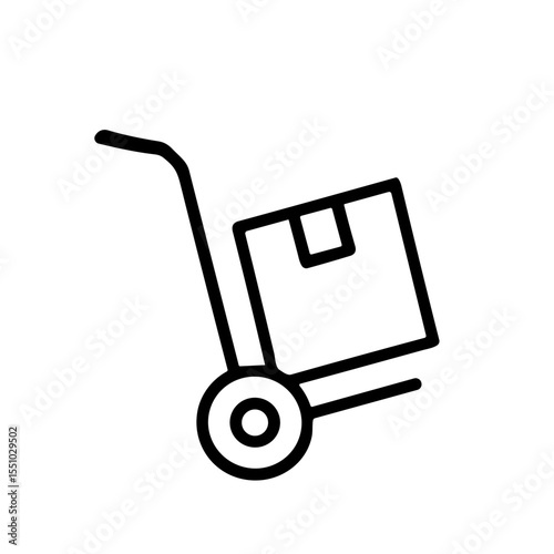 Simple Lineart Handdrawn Box on Hand Truck Trolley Delivery Icon