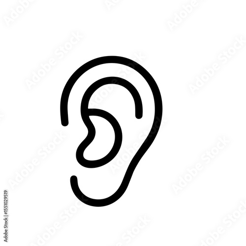 Simple Outline Line Ear Anatomy Hearing Sense Organ Icon