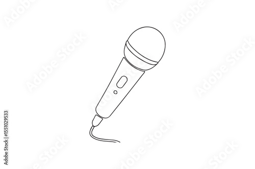 Wireless Mic continuous one line drawing minimalism design