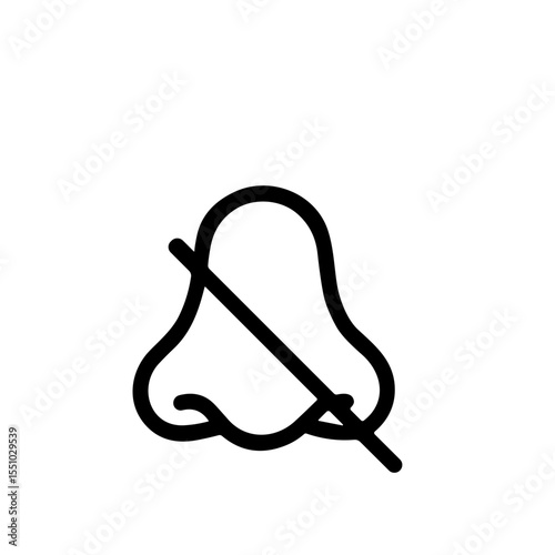 Simple Outline No Smell Nose Crossed Out Sign Illustration Icon