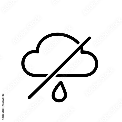 Line Art Illustration No Rain Cloud Symbol Weather Icon Design