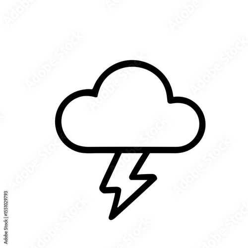 Line Simple Cloud Lightning Storm Forecast Weather Element Icon Graphic
