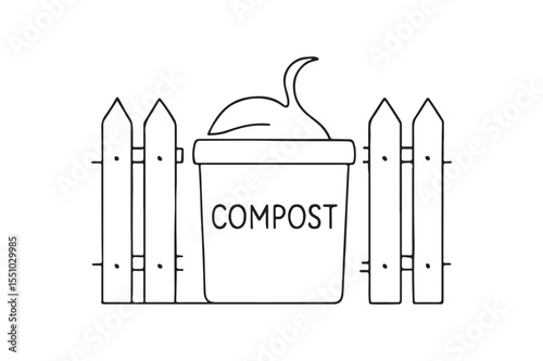 Compost Bin Gate continuous one line drawing minimalism design