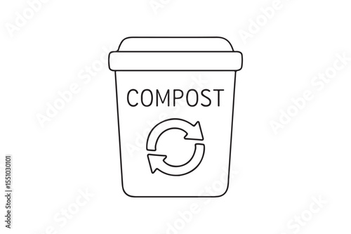 Compost Bin with Arrows continuous one line drawing minimalism design