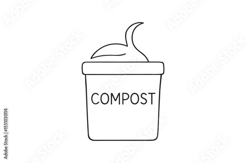 Compost Collection Bin continuous one line drawing minimalism design