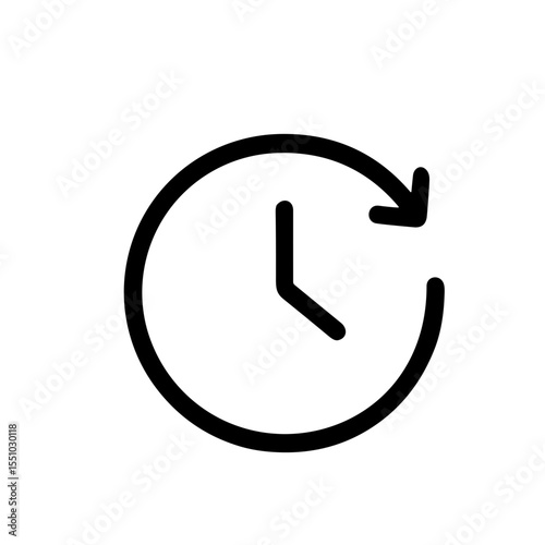 Outline Simple Clock Time Rotation Hourglass Minimalist Line Art Icon