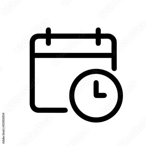 Minimalist Line Art Calendar with Clock Icon Reminder Planning Schedule