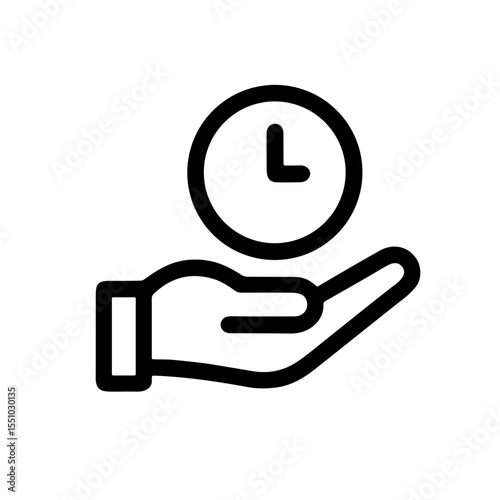 Simple Line Art Hand Holding Time Clock Icon Graphic Symbol