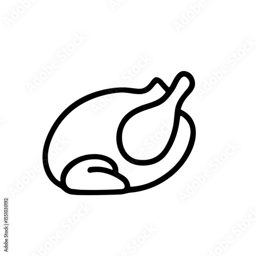 Simple Outline Cooked Chicken Drawing Illustration Food and Meal Icon
