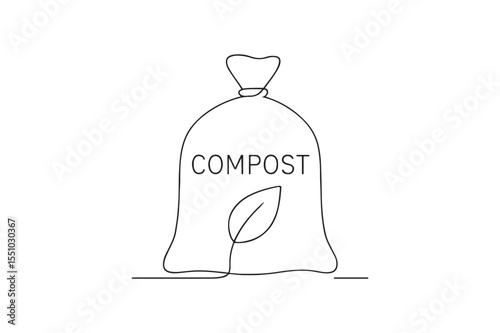 Compost Sack continuous one line drawing minimalism design