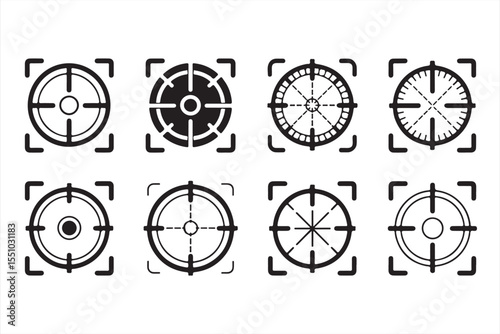 Digital Interface Target Markers with Tech-Style HUD Crosshairs