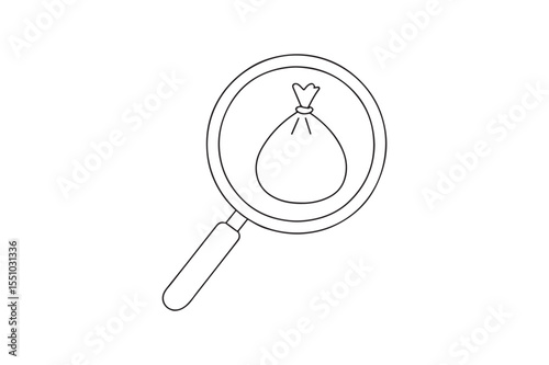 Magnifying Glass on Waste continuous one line drawing minimalism design