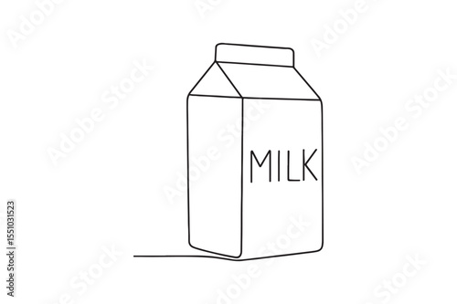 Milk Carton continuous one line drawing minimalism design