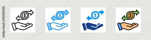 Money Transfer Icon Collection Set Multiple Style