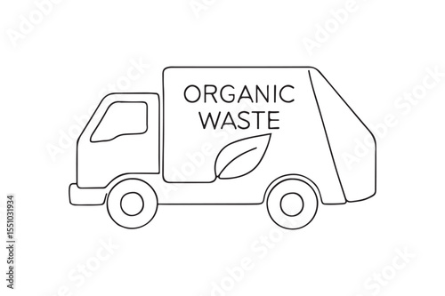 Organic Waste Truck continuous one line drawing minimalism design