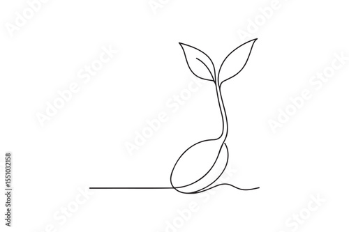Sprouting Seed continuous one line drawing minimalism design