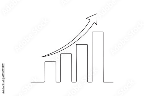 Bar Chart with Arrow continuous one line drawing minimalism design
