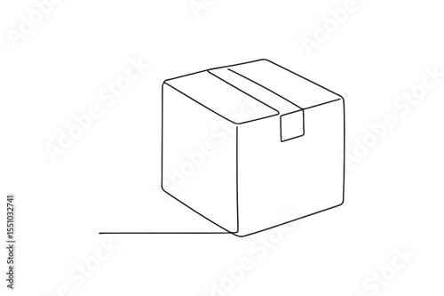 Box Packaging continuous one line drawing minimalism design