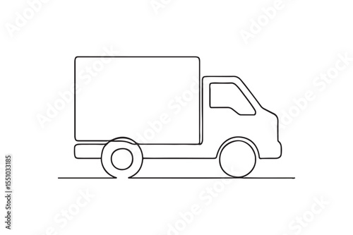 Delivery Truck continuous one line drawing minimalism design
