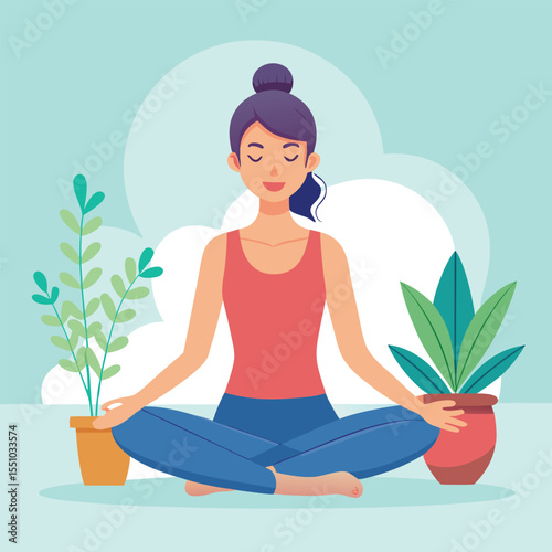 woman doing yoga vector