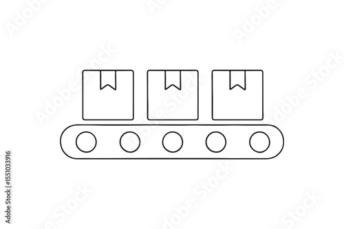 Production Line with Boxes continuous one line drawing minimalism design