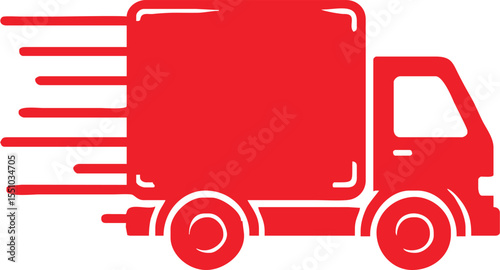 Silhouette of fast delivery truck for online shopping vector style on white background