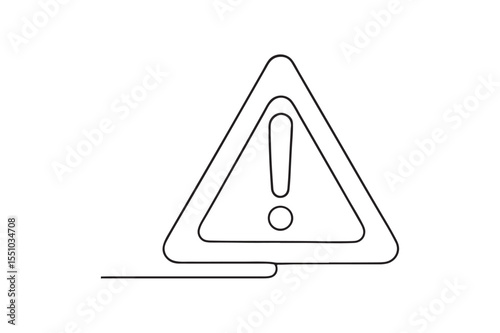 Warning Sign continuous one line drawing minimalism design