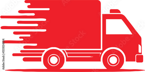 Silhouette of fast delivery truck for online shopping vector style on white background