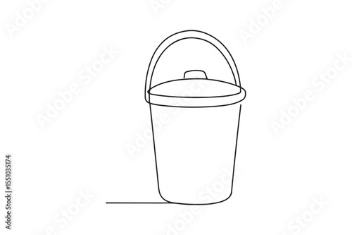 Bin with Handle continuous one line drawing minimalism design