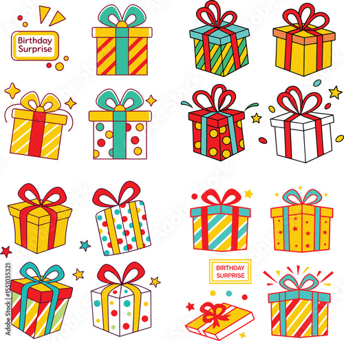 Coloring line art gift box vector 