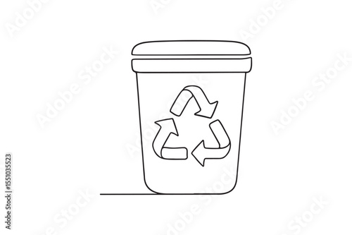 Compact Recycle Bin continuous one line drawing minimalism design