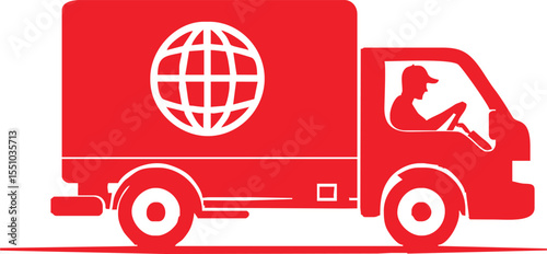 Silhouette of fast delivery truck for online shopping vector style on white background
