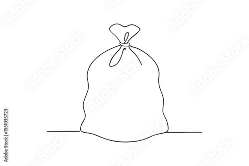 Full Trash Bag continuous one line drawing minimalism design