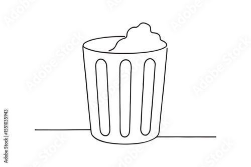 Half-Filled Bin continuous one line drawing minimalism design