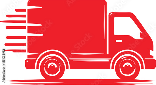 Silhouette of fast delivery truck for online shopping vector style on white background