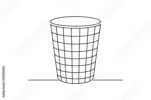 Mesh Trash Bin continuous one line drawing minimalism design