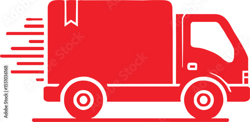 Silhouette of fast delivery truck for online shopping vector style on white background