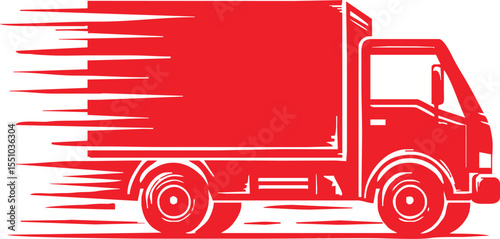 Silhouette of fast delivery truck for online shopping vector style on white background