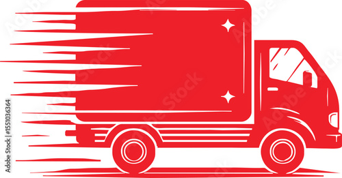 Silhouette of fast delivery truck for online shopping vector style on white background
