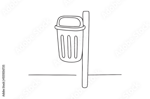 Roadside Bin Post continuous one line drawing minimalism design