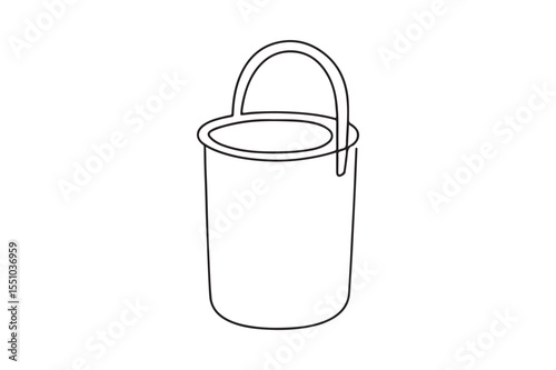 Small Trash Can with Handle continuous one line drawing minimalism design
