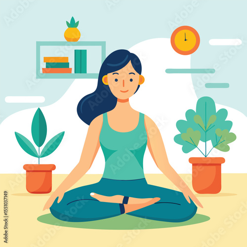 woman doing yoga vector